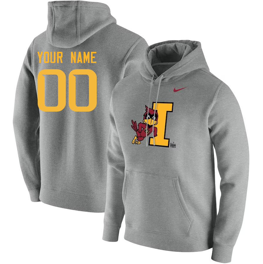 Custom Iowa State Cyclones Name And Number College Hoodie-Gray - Click Image to Close